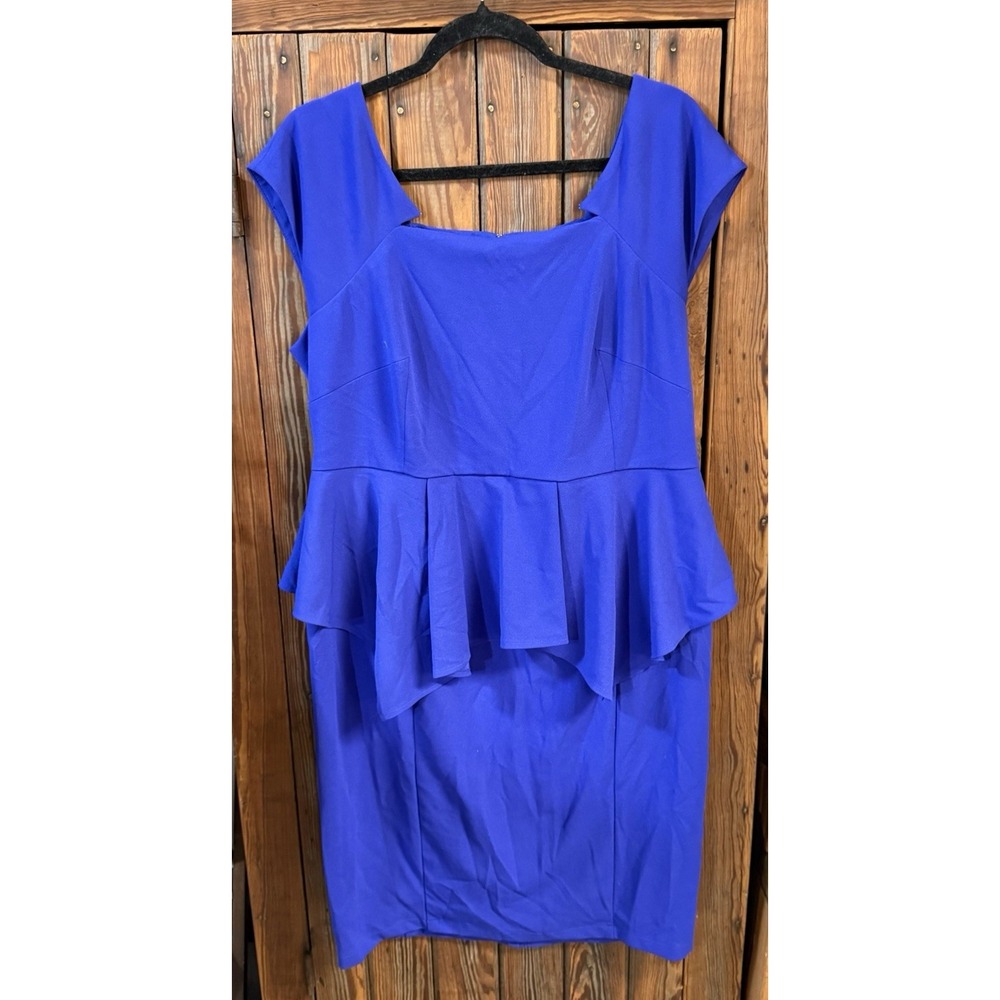 Lane Bryant Ruffle Sheath Dress Womens Size 16 Sleeveless Royal Blue Midi NWT